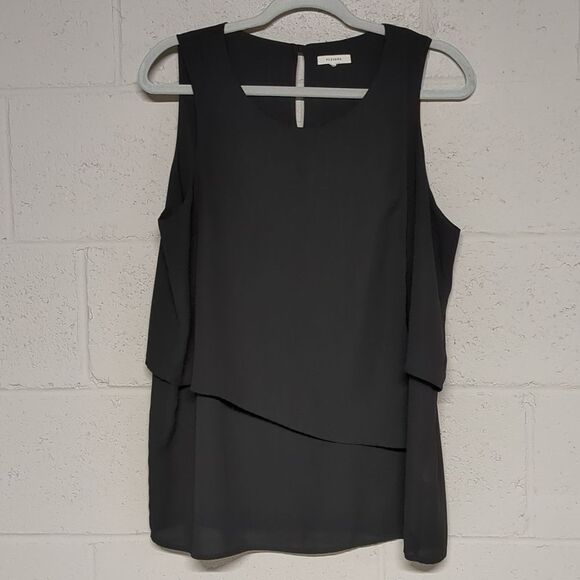 Pleione Tops - Women's Pleoione Flowy Assymetrical Sleeveless Blouse Size Medium